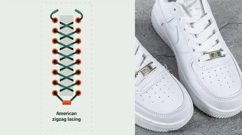Cách buộc dây giày Nike AF1 kiểu đan chéo dây giày
